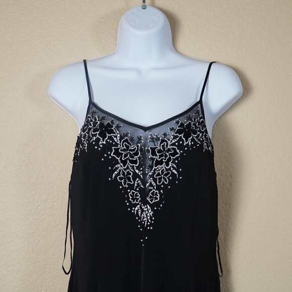 Vtg JS Boutique Y2k Fairy Floral Embroidered High Low Hem Dress Whimsigoth 10 - Picture 2 of 9